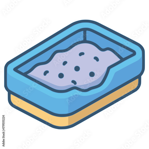 cat litter box isometric icon flat color vector illustration template design