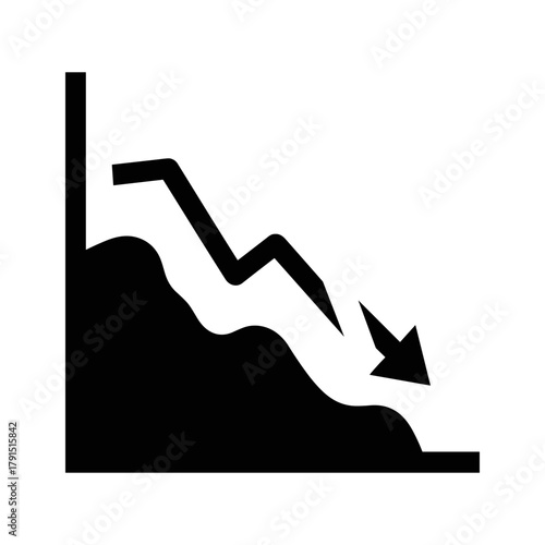 Graph showing a downward trend, representing decline or loss