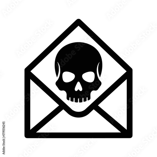 Skull inside an envelope, representing a dangerous message or spam email