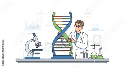 Scientist analyzing dna structure in laboratory setting for genetic research and development with