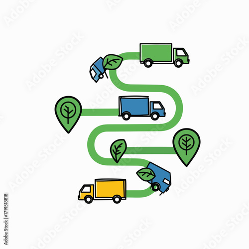 Sustainable Logistics Route Eco-Friendly Delivery Network with Green Trucks