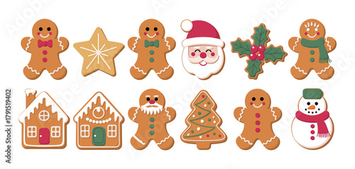 christmas gingerbread cookies vector illustration for holiday baking and christmas themed design
