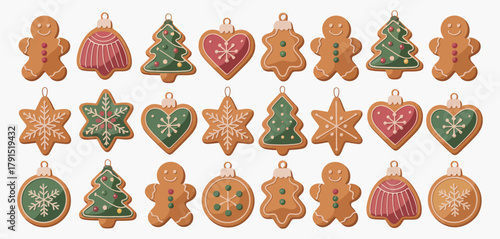 christmas gingerbread cookies artwork for winter holiday sweets and festive dessert decoration