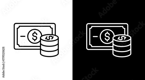 Money  White Icon Set Design