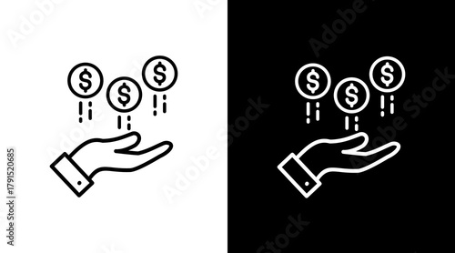 Income Increase  White Icon Set Design
