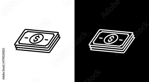Money  White Icon Set Design