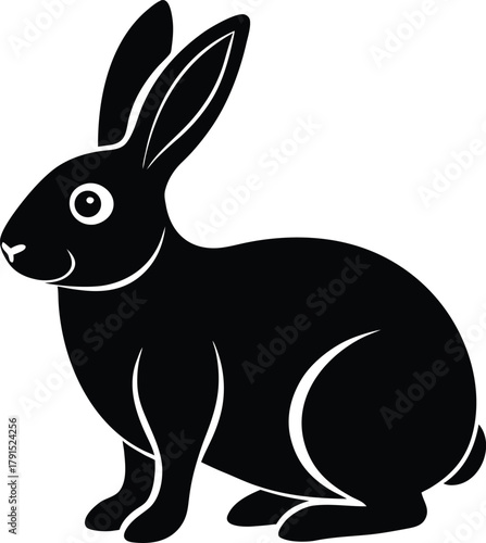 European rabbit icon with natural elements