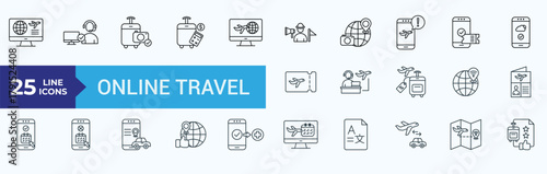 Online travel Icon Pack Blue Style