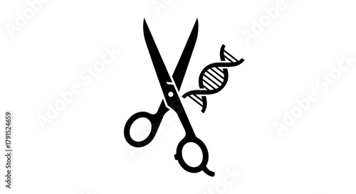 Scissors cutting dna strand concept