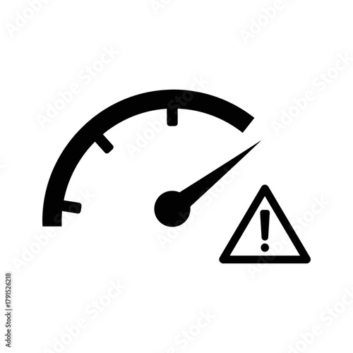 Speedometer gauge with warning indicator symbol