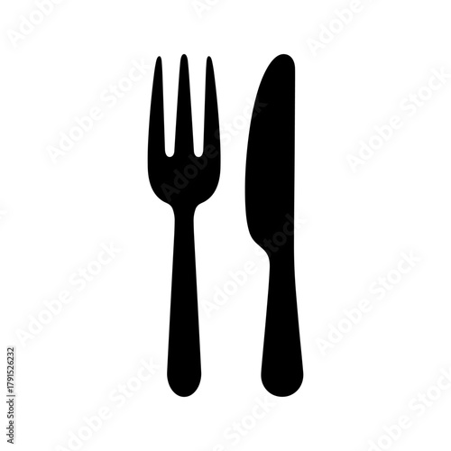 Black silhouette of a fork and knife