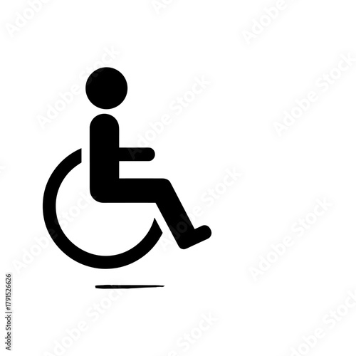 Black icon of a person in a wheelchair, representing disability or accessibility