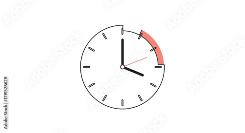 Clock Icon with Time Highlight Indication, Representing Deadlines, Schedules, and Productivity Management for Business and Personal Use