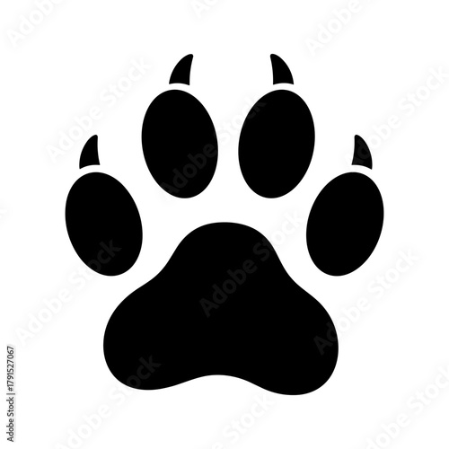 Black paw print with five toes