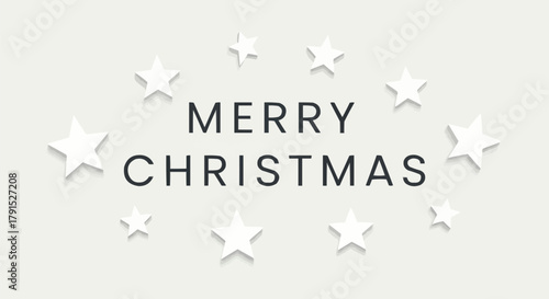 Merry Christmas text with white stars decoration.
