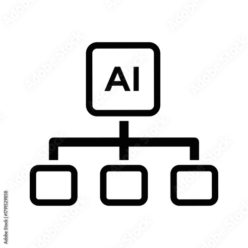 Artificial intelligence ai network diagram with three nodes