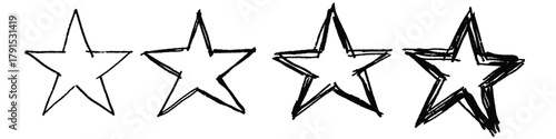 Doodle Scratch Draw Star Shape Vector Ideal for informal annotation, artistic overlays, rating systems, and design accents requiring a rough, hand-drawn look.