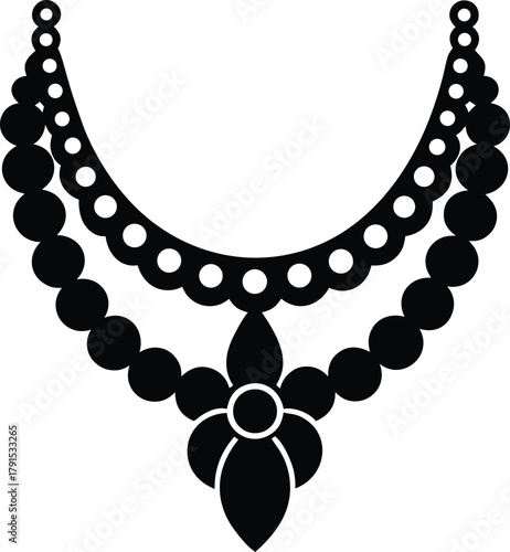 Elegant ornate bead necklace icon design