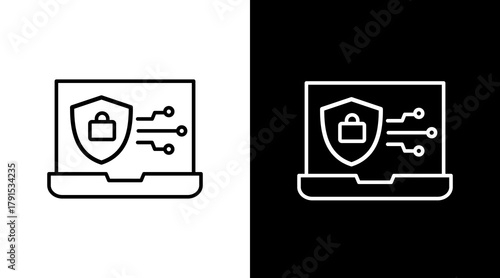 Cybersecurity White Icon Set Design