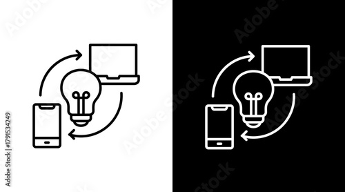 Digital Transformation White Icon Set Design