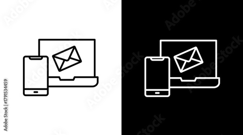 Email White Icon Set Design
