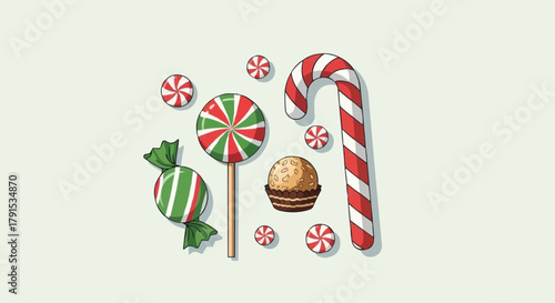 Assortment of Festive Candies and Sweets for Holiday Celebrations.
