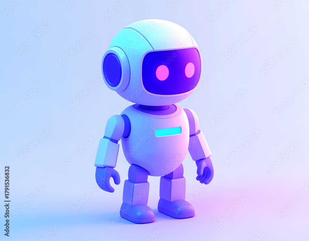 Fototapeta premium 3d AI robot with pastel bright glow and smooth soft surface