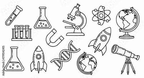 Collection of Science and Discovery Icons.