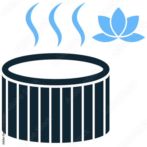 Spa Tube Icon Vector Ideal for relaxation, luxury, self-care, and therapeutic bathing concepts in beauty, hotel, and wellness promotions.