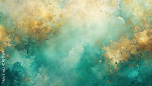Abstract Teal and Gold Watercolor Texture A Luxurious Background for Design Projects