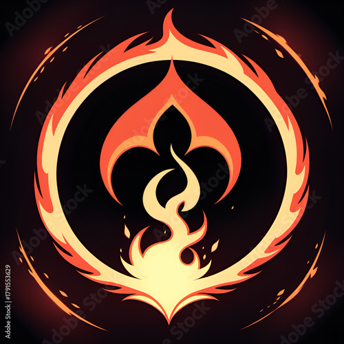 Dynamic fiery phoenix emblem rises with vibrant flames and powerful energy, symbolizing rebirth and strength