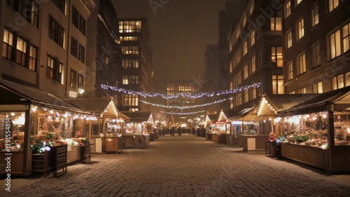 Wallpaper Mural A wide shot of an empty Christmas market at night Torontodigital.ca