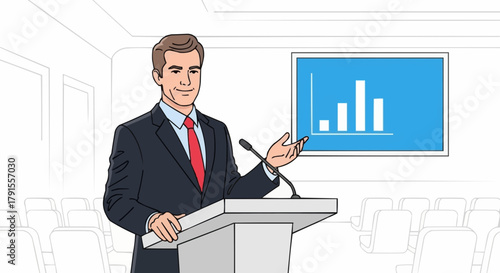 Professional Man Delivering a Business Presentation.