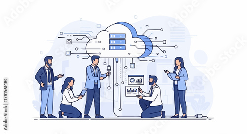 Team Collaborating on Cloud Computing Infrastructure.