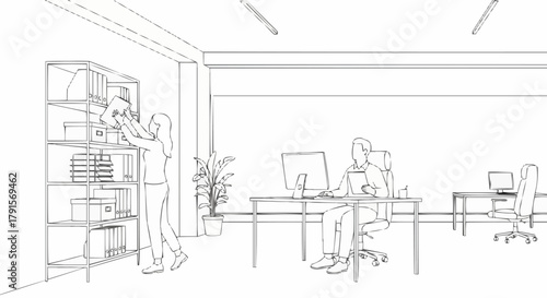 People working in office, focused on their tasks, teamwork and collaboration.