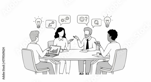 Team members brainstorming ideas during a business meeting.