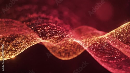 Abstract moving red and golden lights forming soft waves, elegant celebration background loop.