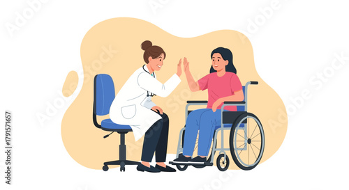 Physical Therapist Encouraging Disabled Patient