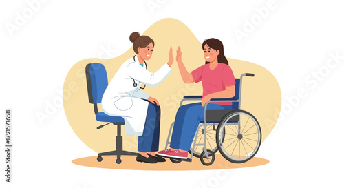 Positive Healthcare Scene with Wheelchair User