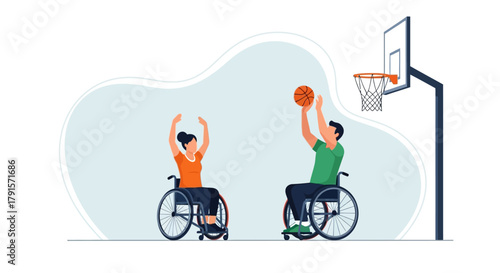 Disabled Athletes Playing Basketball