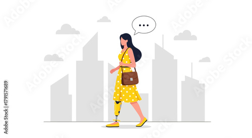 Active Disabled Person Walking in Urban Scene