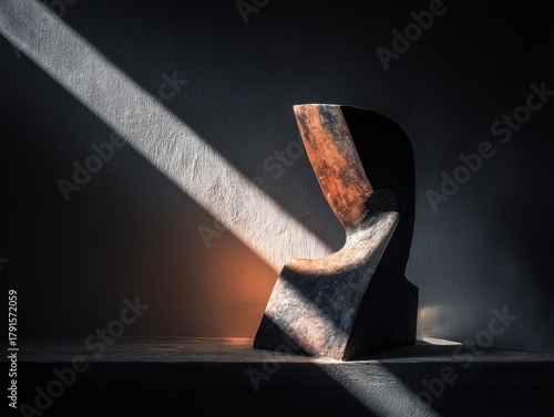 Abstract Sculpture with Dramatic Light and Shadow