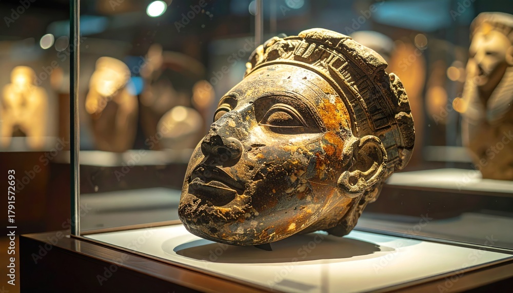 Fototapeta premium Ancient wooden mask display