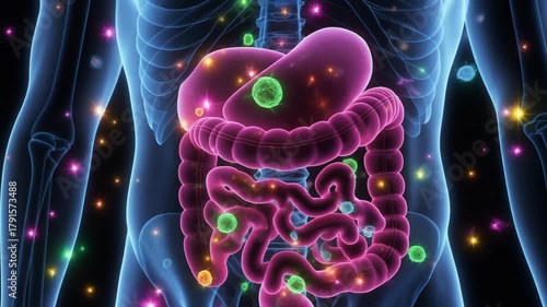 Human Digestive System Visualization - Anatomy and Gut Health concept.