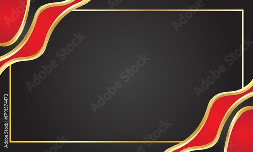 Luxury Red Gold Waves in the corner perfect for Certificate Background
