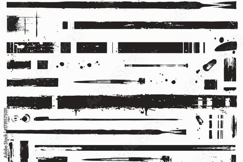 Descubra uma vasta coleção de elementos gráficos vetoriais abstratos, com texturas grunge e traços artísticos, perfeitos para designs contemporâneos e expressivos.