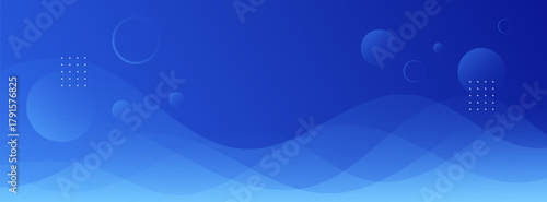 Dynamic Abstract Blue Gradient Background with Flowing Wave Patterns and Modern Geometric Shapes, Ideal for Digital Design and Web Banners