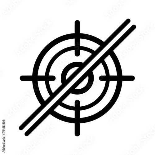 Target symbol with a diagonal line through it, indicating a prohibition or cancellation of a goal or objective