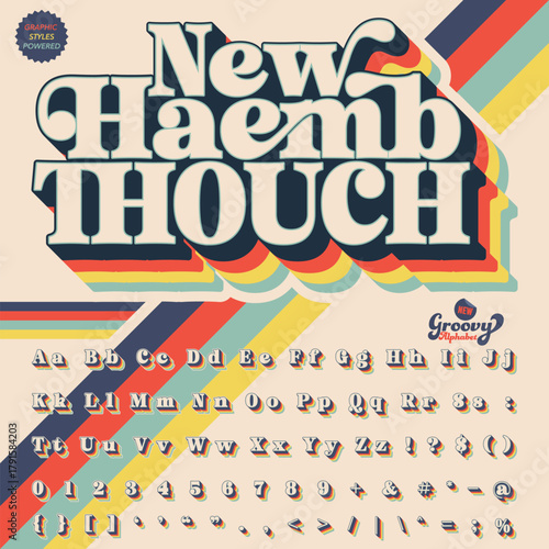 Serif Groovy Retro Vintage Bold Font alphabet vector file