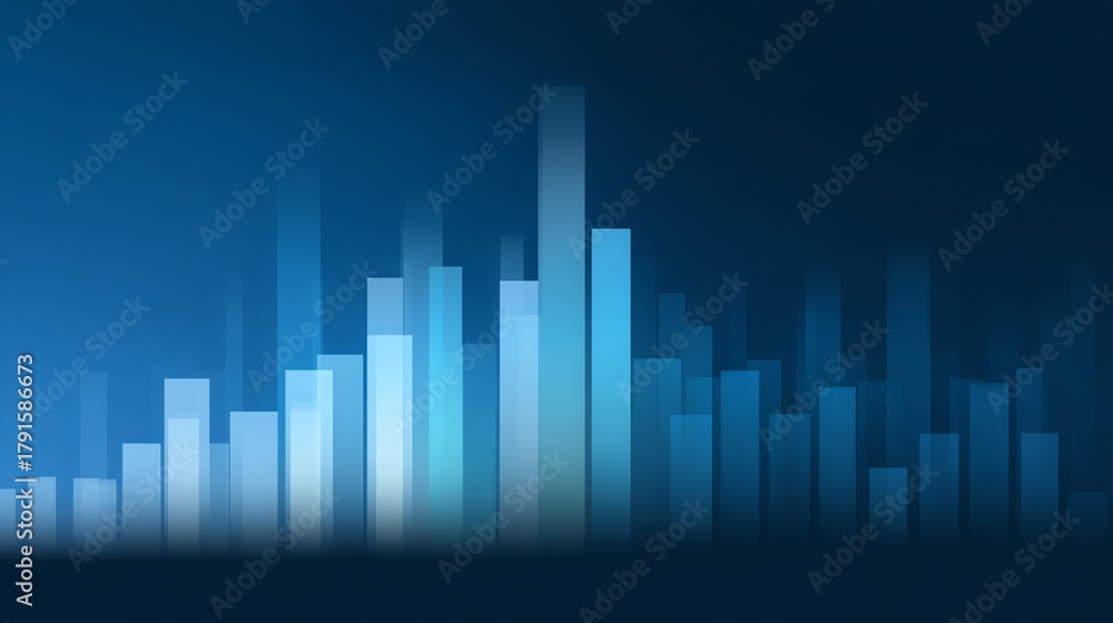 Fototapeta premium Rising Blue Bar Chart Data Visualization Silhouette